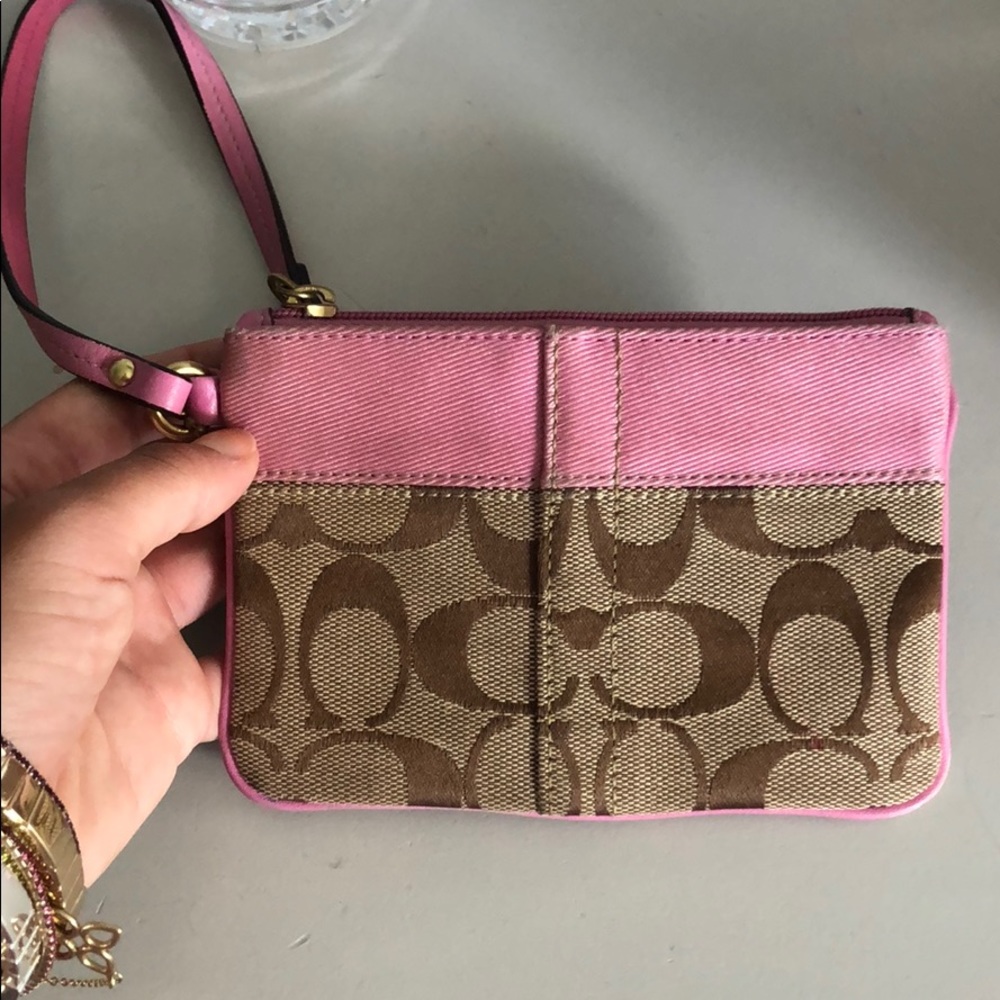 Pink coach wristlet